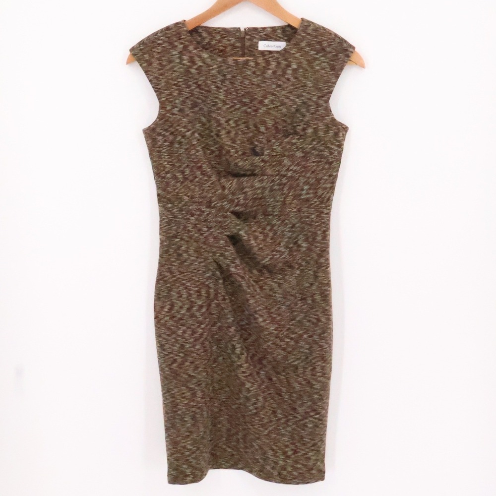 Calvin Klein Career Sheath Dress‎ Corporate Brown Office Neutral Petite Size 2P